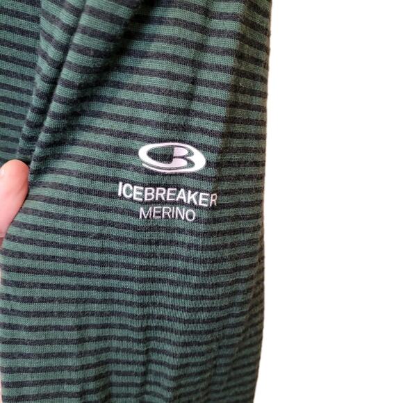 Icebreaker Mens Merino 200 Black Green Striped Long Sleeve Base Layer Top XXL - Picture 4 of 12